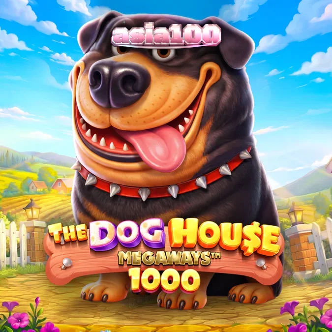 Tampilan visual slot The Dog House Megaways 1000 dengan tema anjing yang ceria